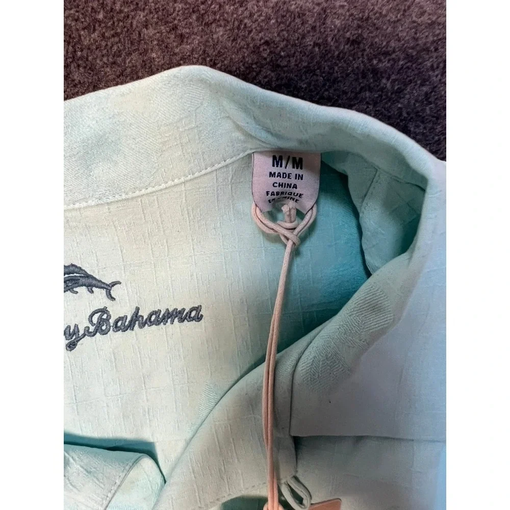 #A069 Tommy Bahama Mens Medium NWT 100% Silk Camp Shirt Mix Master Embroidered - Picture 4 of 7